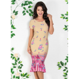 Imagem da oferta Vestido Moda Evangélica com Barrado Floral - Queima de Estoque Tam P
