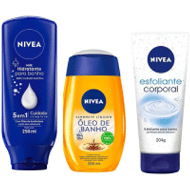 Imagem da oferta Nivea Kit - Esfoliante Corporal + Sabonete Líquido Óleo + Hidratante para Banho