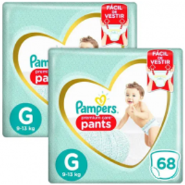 Imagem da oferta Kit Fraldas Pampers Premium Care Pants G 68 Unidades Cada (136 Unidades Total)