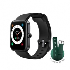 Imagem da oferta Smartwatch KaBuM! Smart 700 Preto Pulseira Extra Verde Escuro Compatível IoT Alexa - KBSAC018