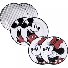 Imagem da oferta Jogo de Pratos para Sobremesa 6 Peças Mickey e Minnie - La Cuisine + Disney