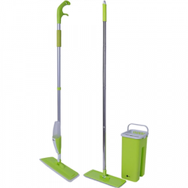 Imagem da oferta Mop Flat + Mop Spray Cinza e Verde - Fun Clean