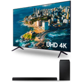 Imagem da oferta Combo Samsung Smart TV 75" UHD 4K 75CU7700 2023 + Soundbar HW-A555/ZD