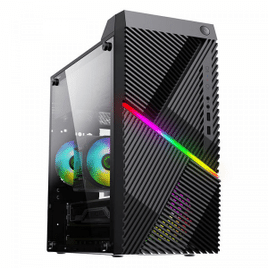 Imagem da oferta Gabinete PowerX 6507TG Mini Tower Black Com Fita Led RGB mATX Com Fan