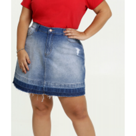 Imagem da oferta Saia Jeans Barra Desfiada Plus Size Marisa