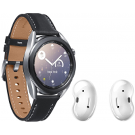 Imagem da oferta Smartwatch Samsung Galaxy Watch3 Prata 41mm LTE + Fone de Ouvido Bluetooth Samsung Galaxy Buds Live – Branco