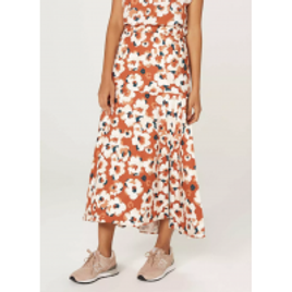 Saia Midi em Tecido de Viscose Piquet Laranja