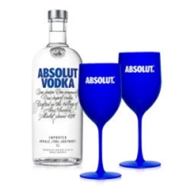 Imagem da oferta Kit Vodka Absolut Original 1L + 2 Taças