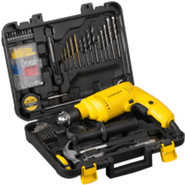 Imagem da oferta Kit Furadeira de Impacto 1/2" 13mm 600 Watts 127 Volts com Maleta + 120 Acessórios Stanley - SDH600KP