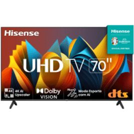 Imagem da oferta Smart TV Hisense UHD 4K 70'' 70A6K HDR10+ Dolby Vision Controle por Voz Compatível com Alexa