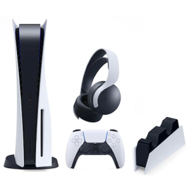 Imagem da oferta Console PlayStation 5 - PS5 Sony (Com leitor de Disco) + Base de Carregamento + Headset sem Fio Pulse 3D