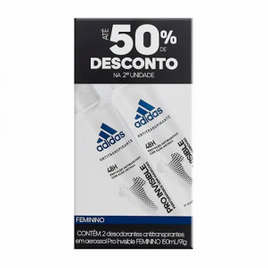 Imagem da oferta Kit Desodorante Aerosol Feminino Adidas Pro Invisible 150ml 2 Unidades