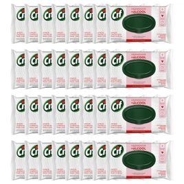 Lenço Umedecido Cif Multiuso Higienizador com Álcool 20cm x 18cm - 32 Unidades