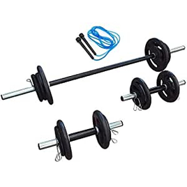 Kit Fitness 40kg com 3 Barras E Corda