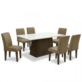 Imagem da oferta Conjunto de Mesa para Sala de Jantar com 6 Cadeira Florença Fit - Dobue