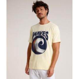 Imagem da oferta Camiseta Masculina "Waves" Manga Curta Gola Careca Amarela Claro