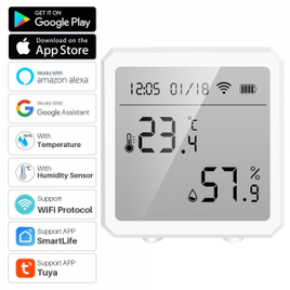 Sensor de Temperatura e Umidade Tuya Wifi Elivco - Alexa e Google