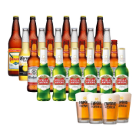Imagem da oferta Kit Cervejas Clássicas 24 unidades + 4 Copos Empório da Cerveja 350ml