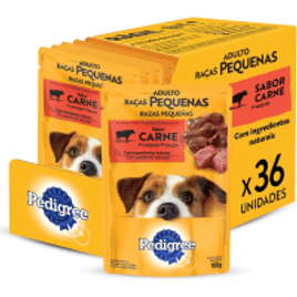 Imagem da oferta Pack Sachê Ração Úmida Pedigree Carne ao Molho Cães Adultos de Raças Pequenas 100g - 36 Sachês