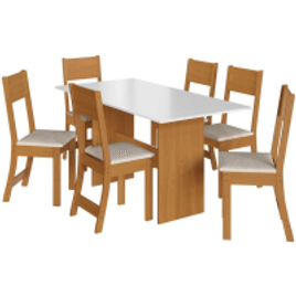 Imagem da oferta Conjunto Sala De Jantar 1 Mesa 6 Cadeiras Viena Indekes