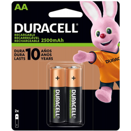 Pilha Recarregável AA Pequena DURACELL com 2 unidades