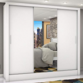 Imagem da oferta Guarda Roupa Casal 3 Portas com Espelho Porto Plus Siena Móveis Branco