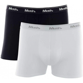 Kit 2 Cuecas Boxer Cot Liso El Bord - Mash - Masculino - Preto/Branco - M