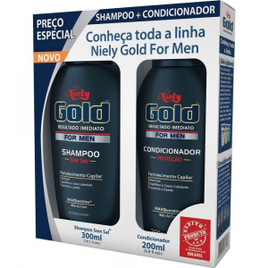 Shampoo Niely Gold 275ml + Condicionador Niely For Men 175ml
