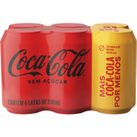 Imagem da oferta Refrigerante Coca-Cola sem Açúcar Lata 350ml - 6 Unidades