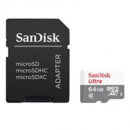 Imagem da oferta Cartão de Memória Sandisk 64GB Micro SD Classe 10 Vel até 80mb/s a Prova de Água p/ Smartphone SDSQUNS-064G-GN3MA