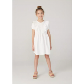 Imagem da oferta Vestido Infantil Com Manga Bufante Em Malha De Algodão - Off White