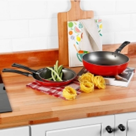 Imagem da oferta Jogo de Frigideira Antiaderente 2 peças + Frigideira Wok Antiaderente Vermelha - La Cuisine