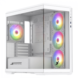 Imagem da oferta Gabinete Gamer SuperFrame Ragnarok Mid Tower Vidro Temperado M-ATX White Sem Fonte Com 4 Fans