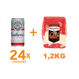 Kit 24 Cervejas Budweiser Lata 269ml + Entrecote Filé Costela Bovino Maturatta Friboi 1,3kg