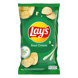 6 unidades Batata Frita Lisa Sour Cream Lay's Pacote - 80g