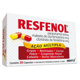 Imagem da oferta Paracetamol + Clorfeniramina + Fenilefrina - Resfenol 20 Cápsulas