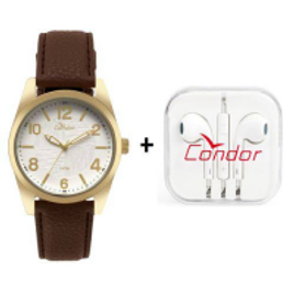 Imagem da oferta Relógio Condor Masculino Casual Dourado c/ Fone De Ouvido R$80