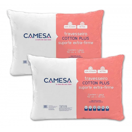 Imagem da oferta Kit 2 Travesseiros Cotton Plus Extra Firme 180 Fios Camesa