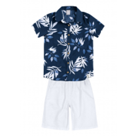 Imagem da oferta Conjunto Infantil Menino Com Camisa Estampada E Bermuda Sarja Hering Kids - Floral