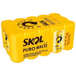 Imagem da oferta Cerveja Skol Puro Malte Lata 269ml Pack - 15 unidades