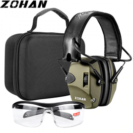Fones de Ouvido para Tiro Zohan Earmuffs Proteção Auditiva Eletrônica + Case e Óculos de Proteção