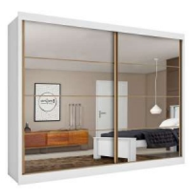 Imagem da oferta Guarda-Roupa Casal  Sevilha 2 Portas com Espelho e 6 Gavetas – Made Marcs - Branco Acetinado