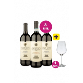 Imagem da oferta Kit 3 Vinhos Italiano Conte Fosco Tinto + Taça Cristal Grátis
