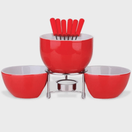 Imagem da oferta Aparelho de Fondue de Chocolate em Cerâmica Vermelho 11 Peças - Brinox 1256/103