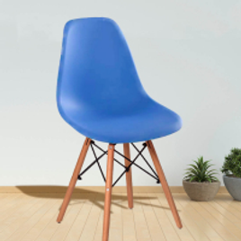 Imagem da oferta Cadeira Eames Eiffel Base Madeira Azul Vestcasa