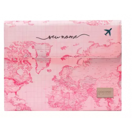 Imagem da oferta Capa para Notebook 13" a 15" Flat Personalizada Mapa Mundi Rosa - Gocase