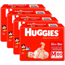 Imagem da oferta Kit 4 Pacotes Fraldas Huggies Supreme Care M - 80 Unidades (Total 320 unidades)
