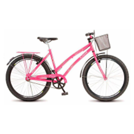 Imagem da oferta Bicicleta Colli Ciça Aro 26 Aero Feminina com Cesta e Bagageiro Rosa