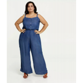 Imagem da oferta Macacão Feminino Jeans Alças Finas Plus Size