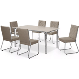 Imagem da oferta Mesa De Jantar Ortenia Tampo Vidro Com 6 Cadeiras Gg
